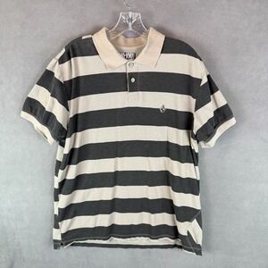 Vintage Y2K Volcom Striped Polo Shirt Mens XL Skate Surf RARE Grunge 90s Hole